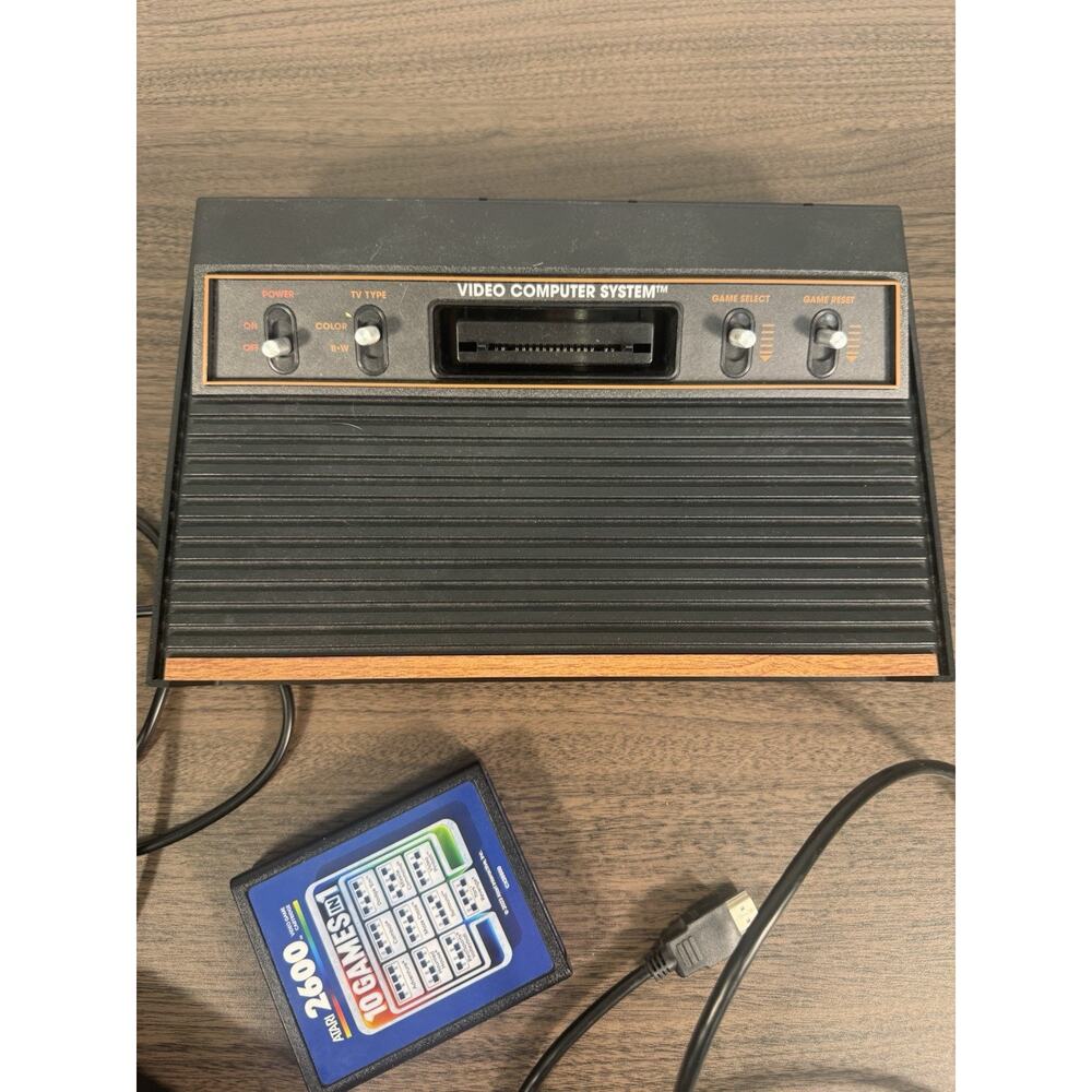 atari 2600 console with joystick, cables and one cartridge with 10 game working - Picture 6 of 8